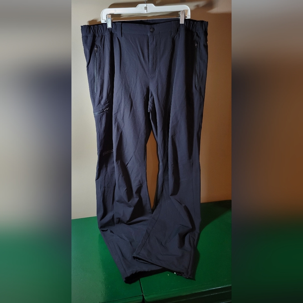 Marmot XXL Hiking Pants Zippered Pockets Ajustable Hem Black Mens